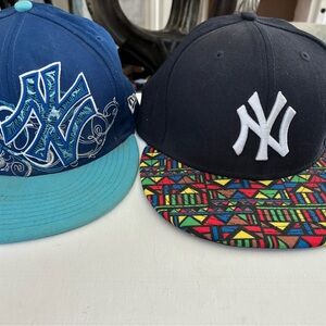 Set of 2 MLB Caps New Era 59FIFTY NY Yankees 6 panel top button